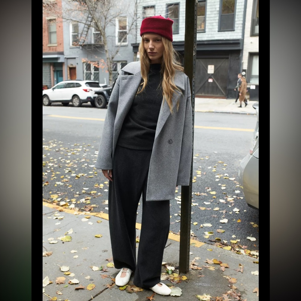 Zara Gray Soft Double Breasted  Coat for Women